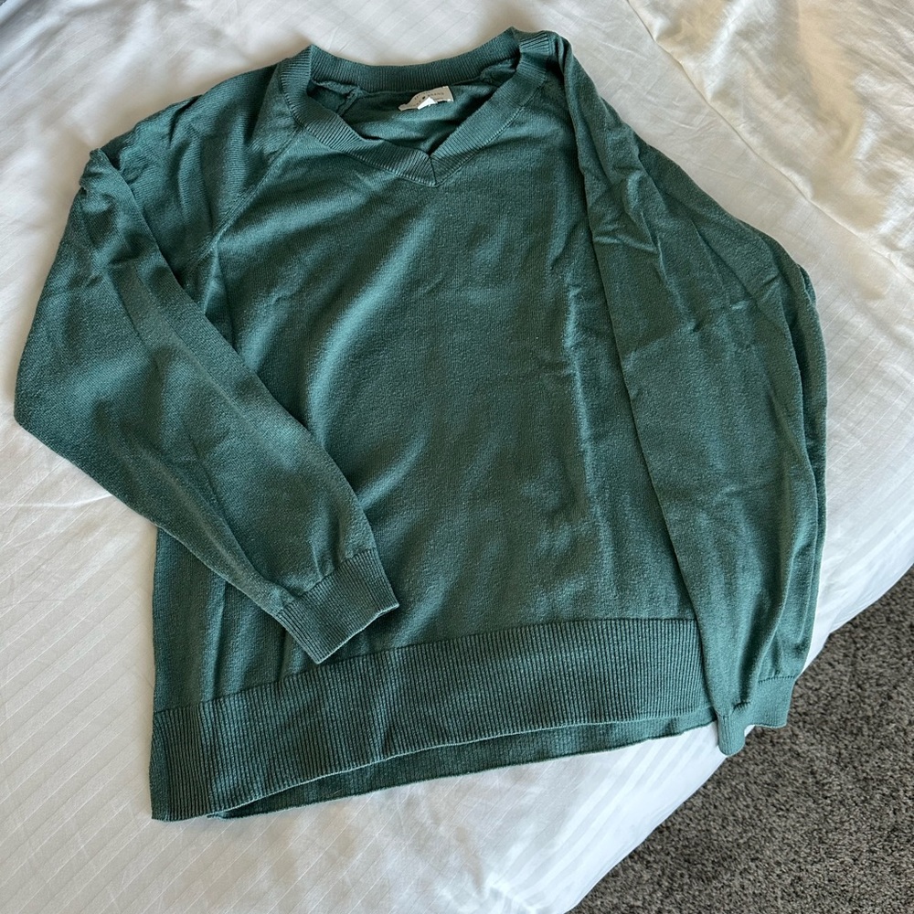 Lucky Brand Green Knit V-neck Sweater